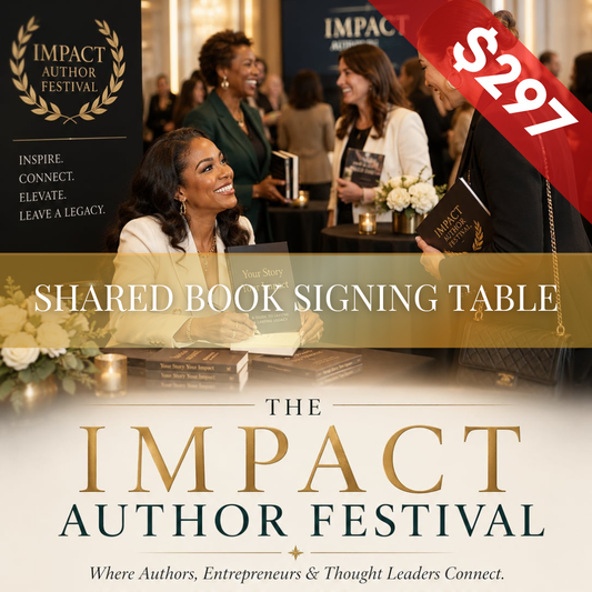 July Impact Author Festival - Shared Book Signing Table